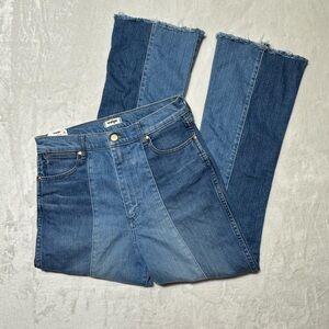 Wrangler Wrock High Rise Kick Flare Raw Hem two toned jeans NWT size 30/28